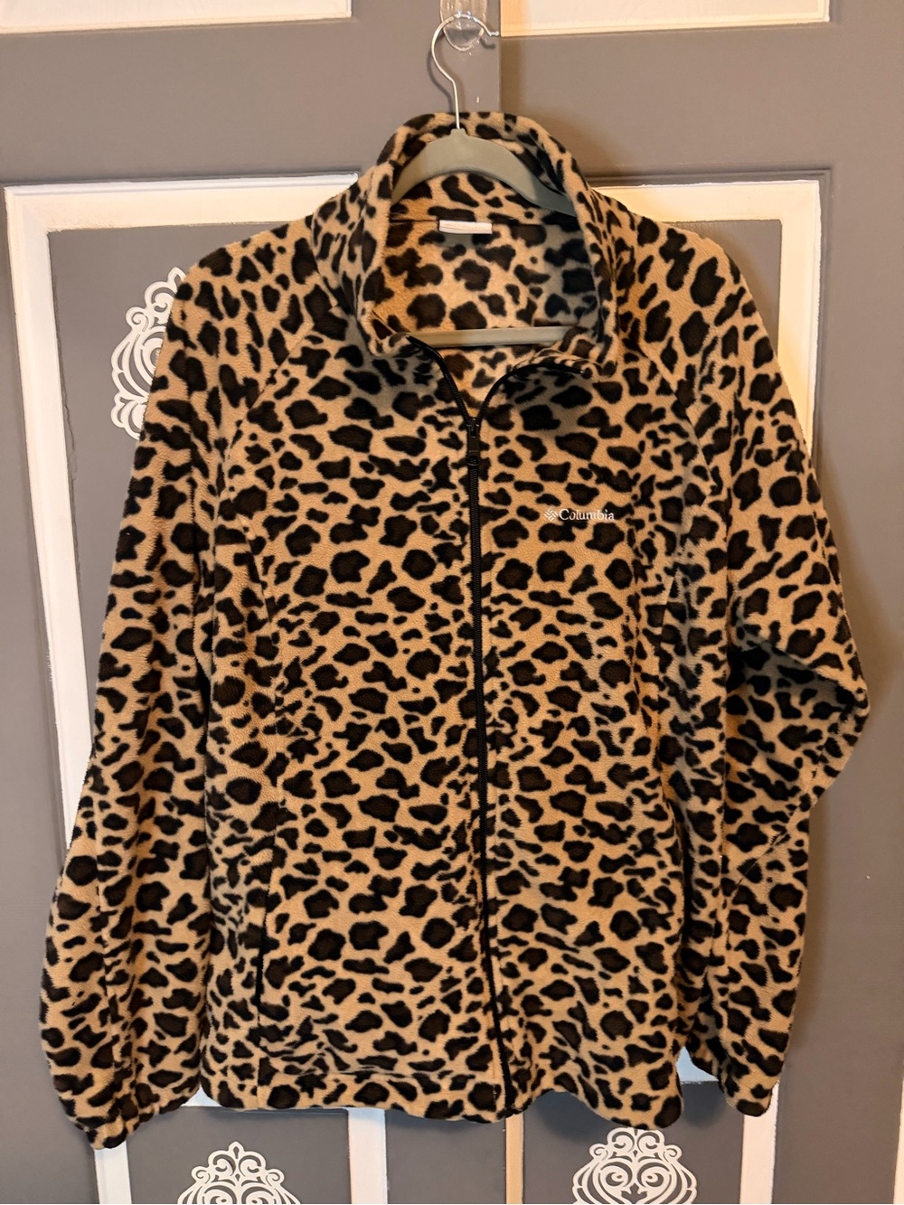 Columbia Women's Leopard Print Fleece Jacket - Tan/Black 2X